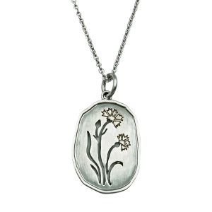 Wild Flowers, kornblomst halskæde sølv, design Lene Kjølner, smykker med mening
