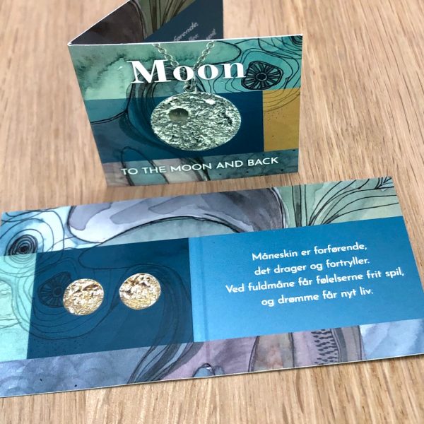 folder til Moon smykke-serien, poetisk og symbolsk tekst, design Lene Kjølner